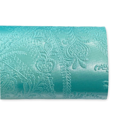 Sea Green Floral Embossed Leatherette