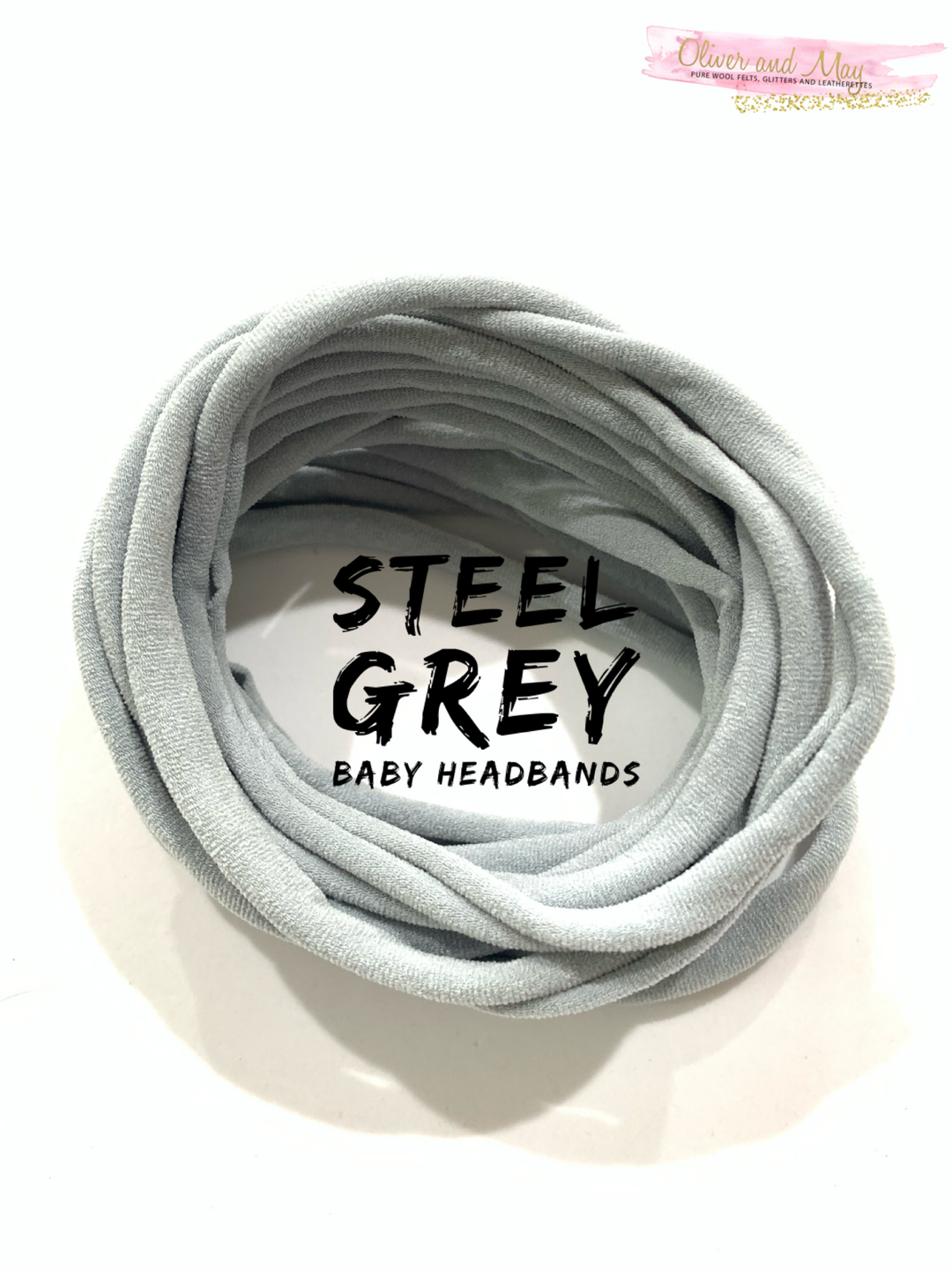 STEEL GREY Nylon Headbands, Soft Nylon Bands, Baby Headbands, DIY Bows, Hair Bow Supplies, DIY Supplies, One Size Fits Most Headbands