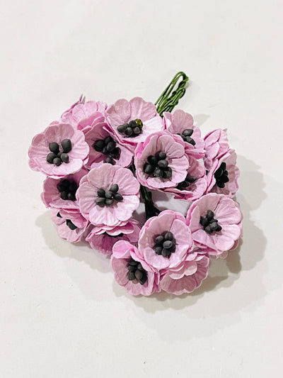 10pcs Lilac Poppy Mulberry Paper Flowers - 10 stems