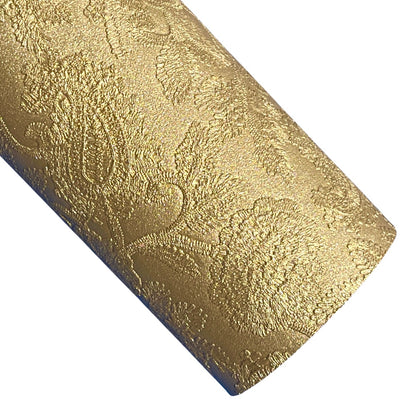 Gold Floral Lace Embossed Faux Leatherette