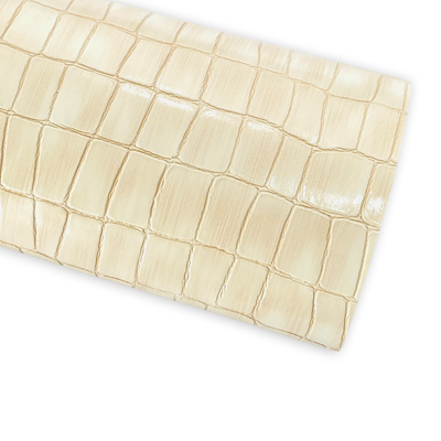 Imitation Faux Crocodile Embossed Leatherette - Cream
