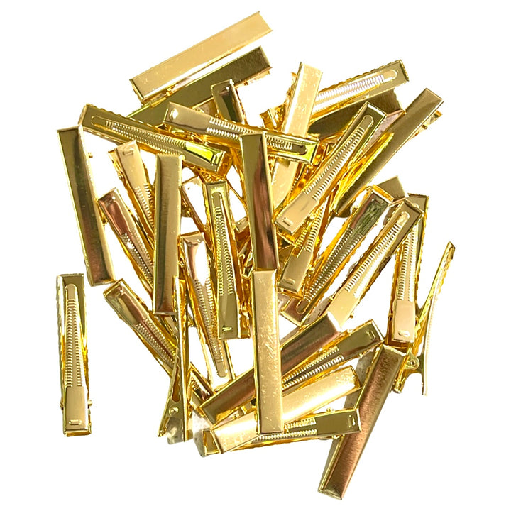 Pinces à cheveux dorées avec dents - 4 tailles 32 mm, 35 mm, 45 mm et 55 mm - Paquets de 10, 25 ou 100