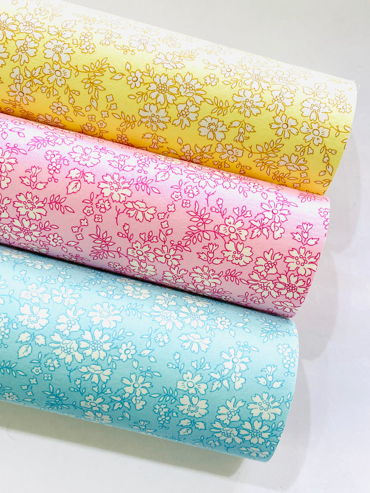 Trio of Floral Felt Backed Fabric Sheets - also available with matching glitters
