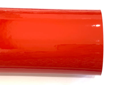 Dark Saffron Patent Leather A4 Sheet Glossy Smooth PU Leatherette