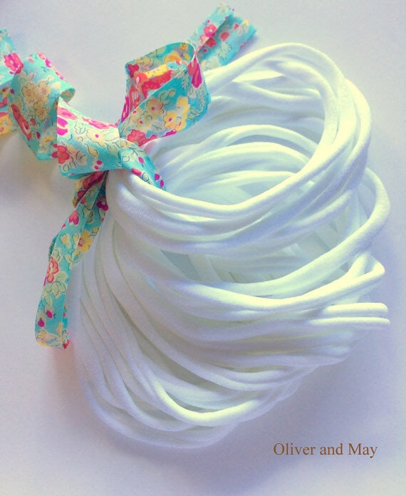 100 Pieces Thin Nylon Elastic Headbands White | 5-6 mm | 26cm |