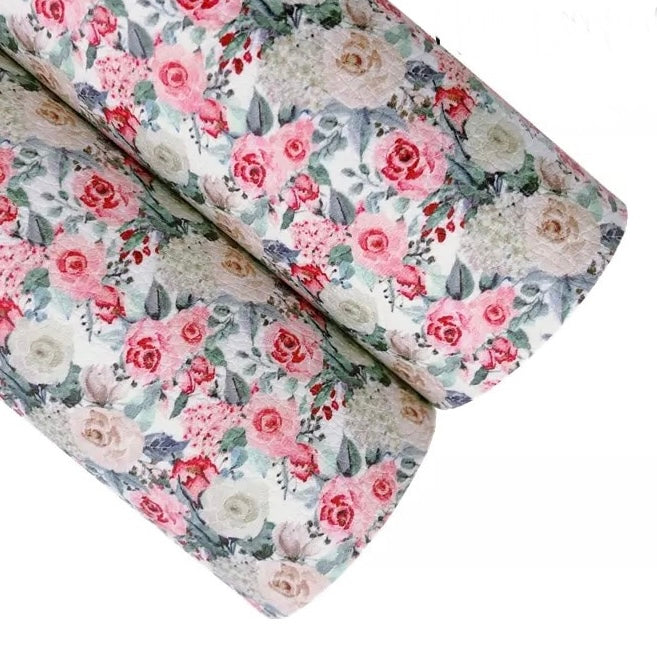 Country Roses Print Faux Leatherette Sheet