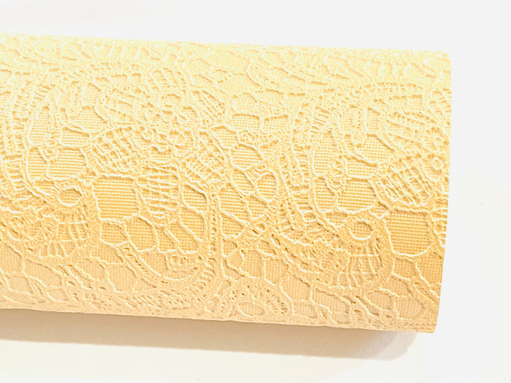 Apricot Gelato Lace Embossed Faux Leatherette Sheet