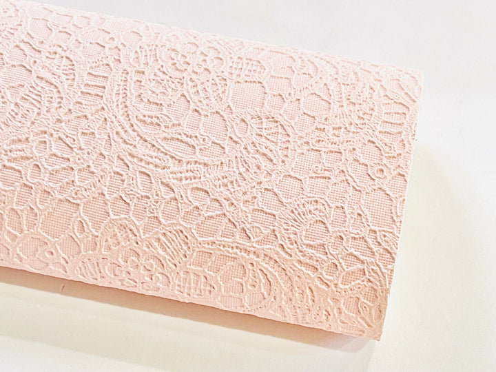 Soft Pink Gelato Lace Embossed Faux Leatherette Sheet