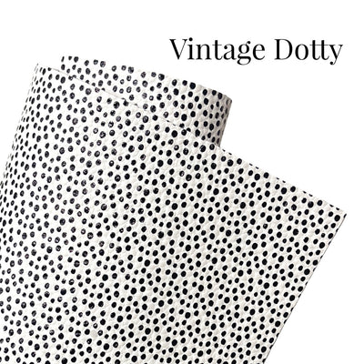 Vintage White and Black Dotty Litchi Faux Leatherette
