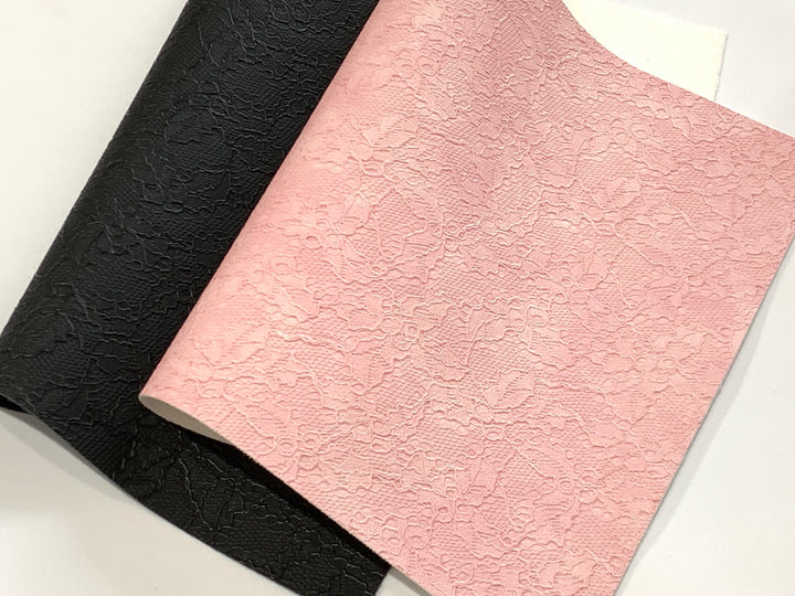 Embossed Black Lace Leatherette