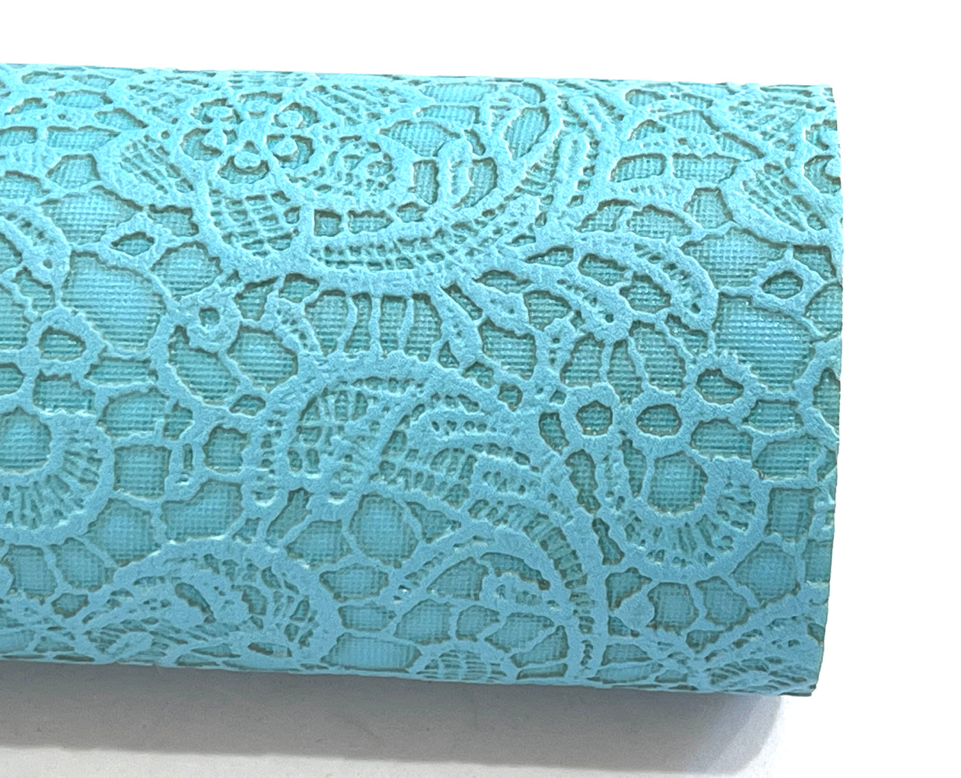 Turquoise Floral Lace Embossed Faux Leatherette