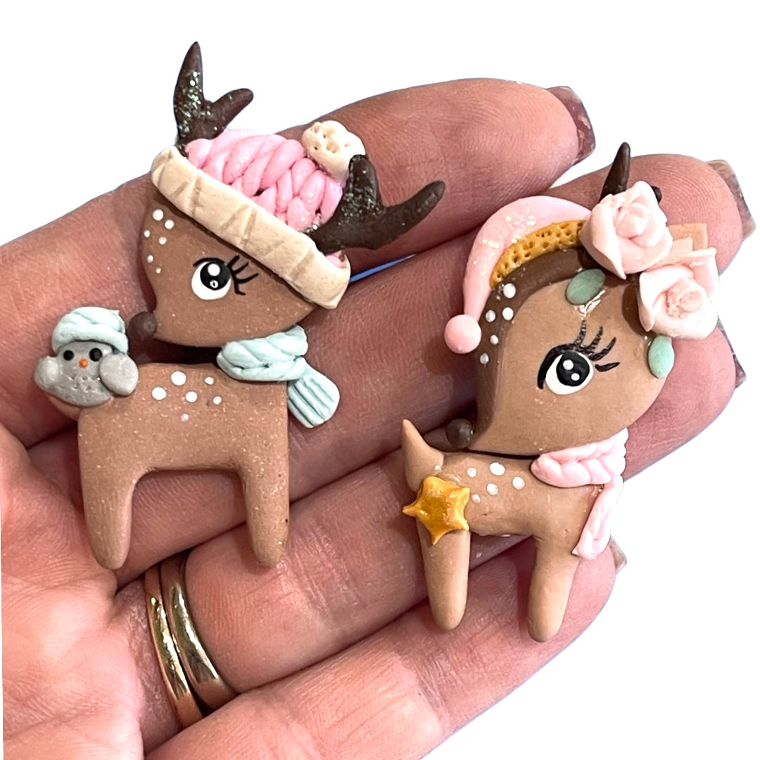 Christmas Reindeer Bow Clay Embellishment