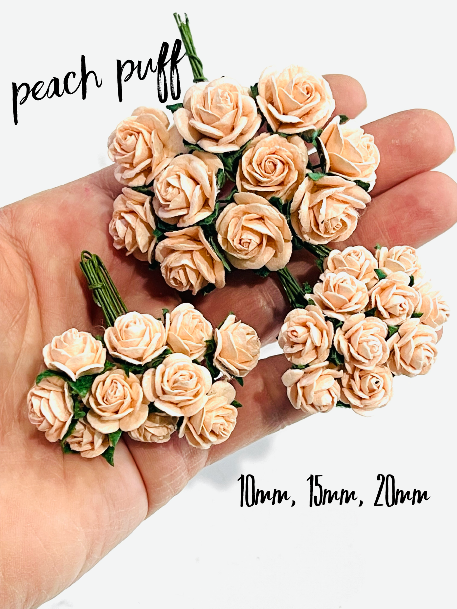 Peach Puff Mulberry Paper Roses - 10mm, 15mm, 20mm – Oliver and May
