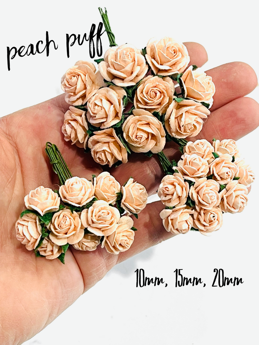Peach Puff Mulberry Paper Roses - 10mm, 15mm, 20mm