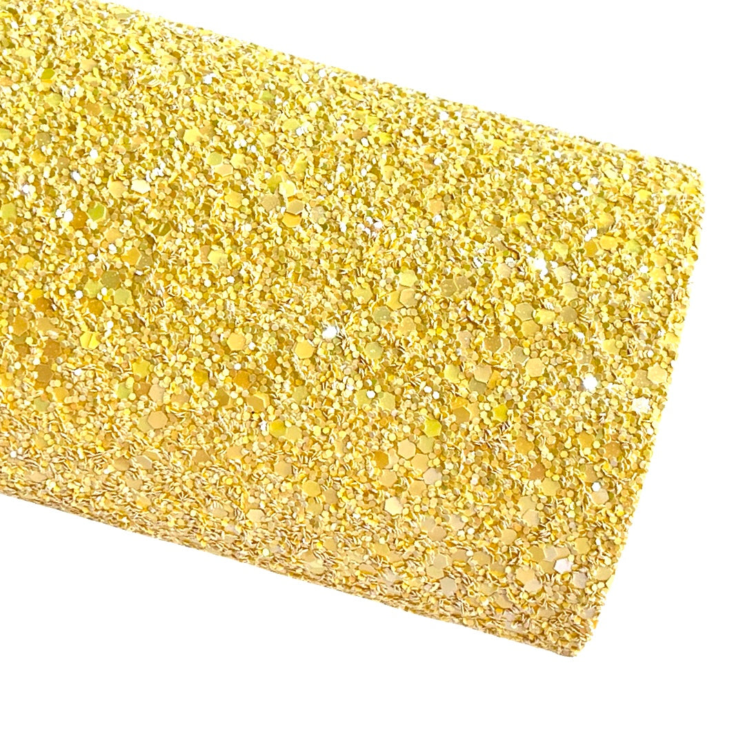 Yellow Chunky Glitter Chunky Glitter Leather | Available in rolls | Yellow Glitter Leather