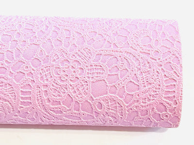 Lilac Pink Gelato Lace Embossed Faux Leatherette Sheet
