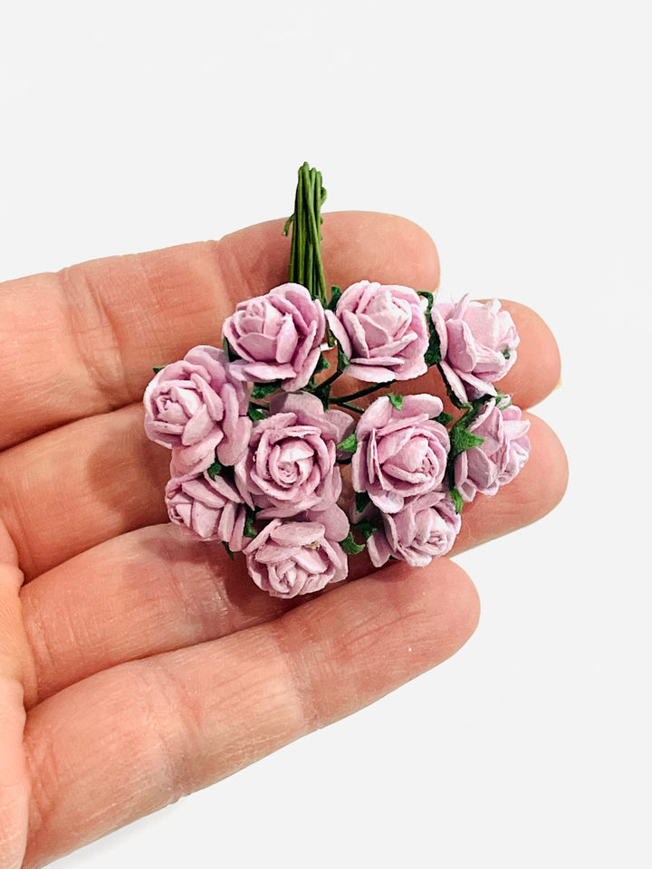 Roses en papier de mûrier lilas - 10 mm, 15 mm, 20 mm