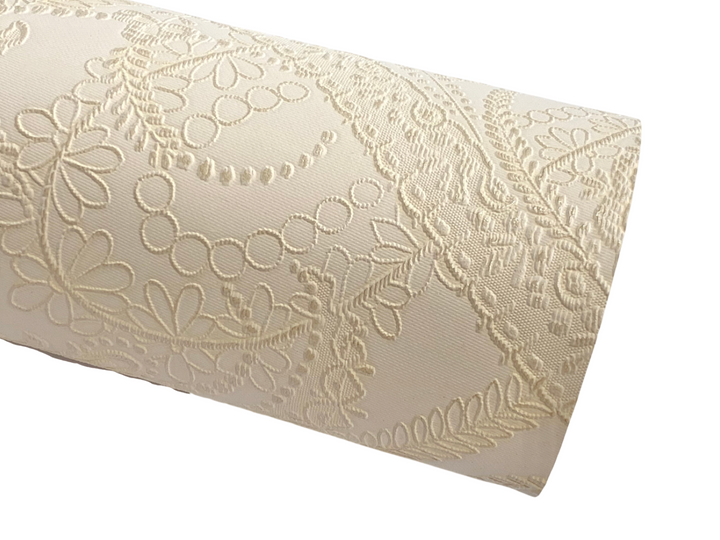 Nude Floral Embossed Faux Leather