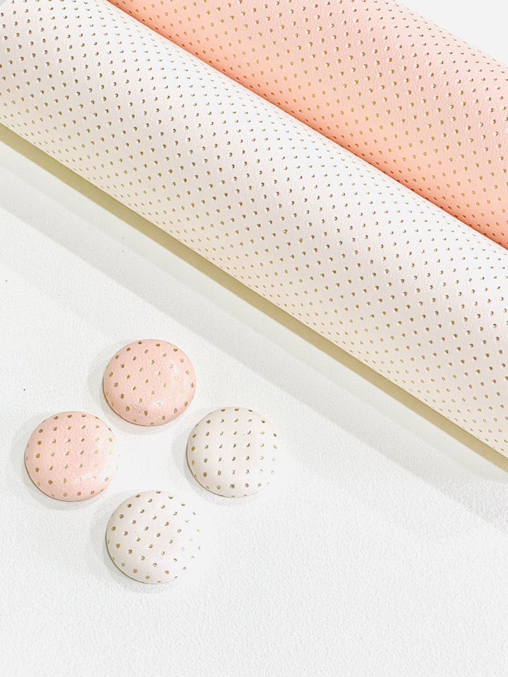 Pink Whisper with Fine Gold Embossed Dots Faux Leatherette