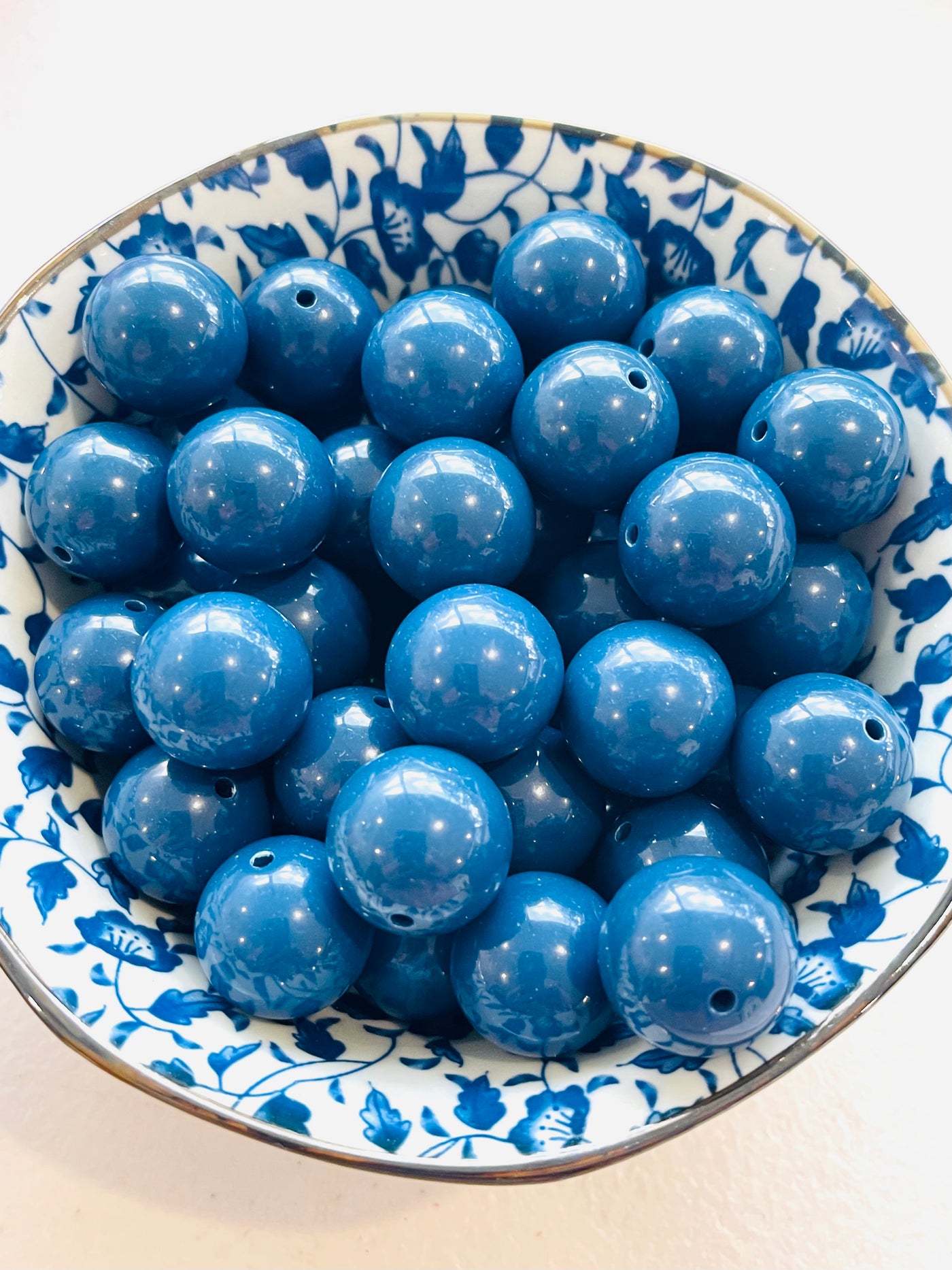 Navy Blue Solid 20mm Bubblegum Beads