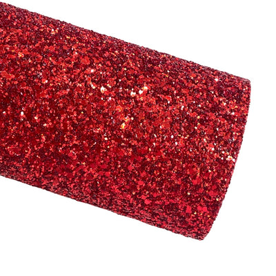 Jewel Red Chunky Glitter Leather - Premium Felted Glitter