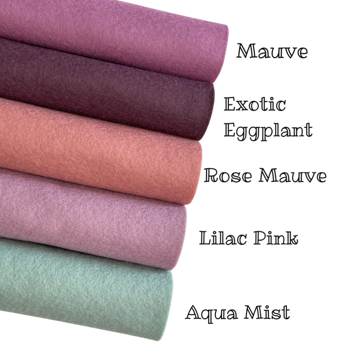 A Mauve Mood Bundle Pure Merino Wool Felt - 5 sheets