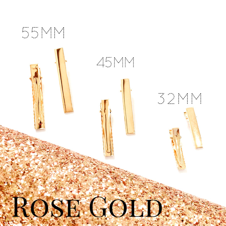 Rose Gold Alligator Hair Clips - Pack of 25 - 3 Sizes 32mm, 45mm and 55mm