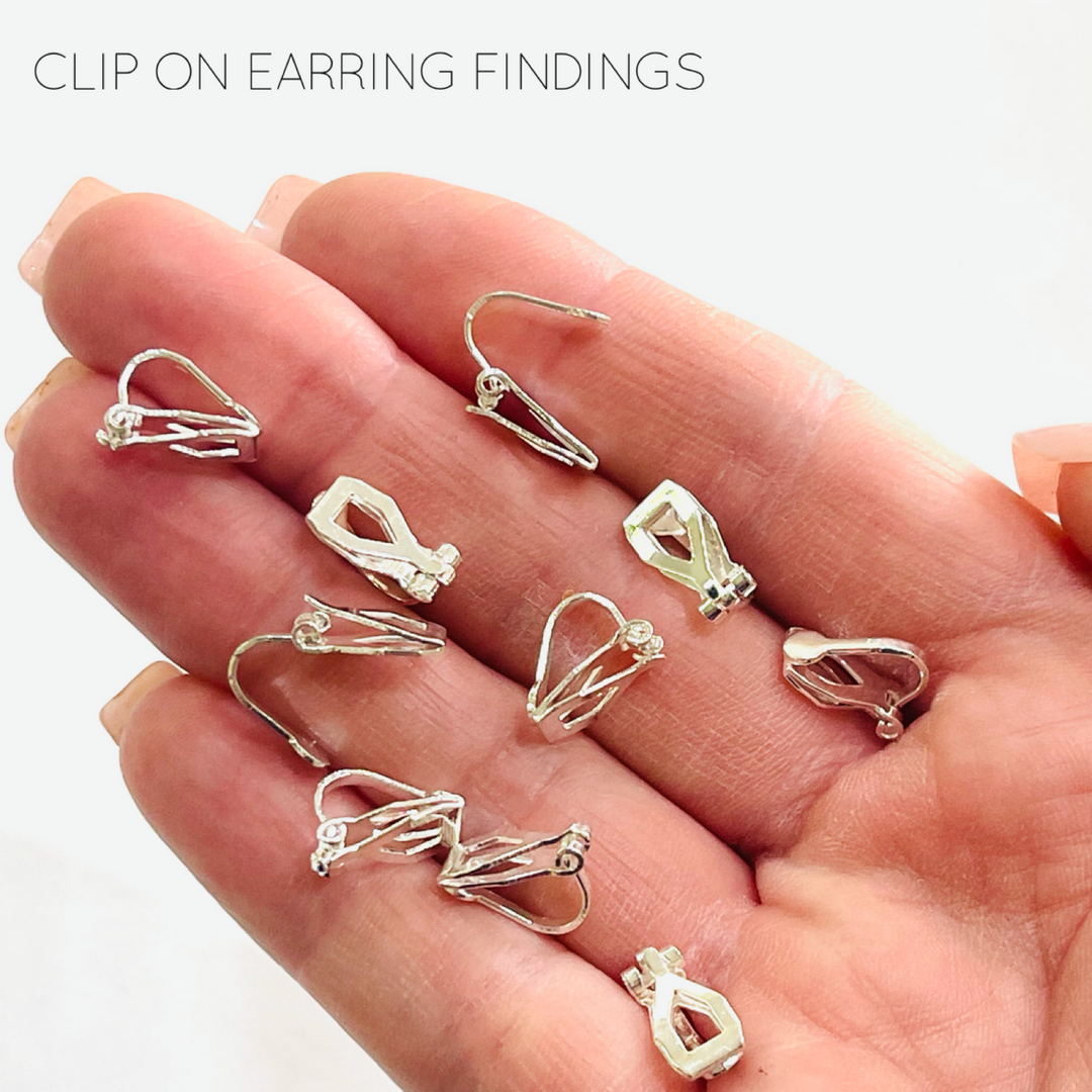 Silver Clip On Earring Findings 10pcs (5 pairs)