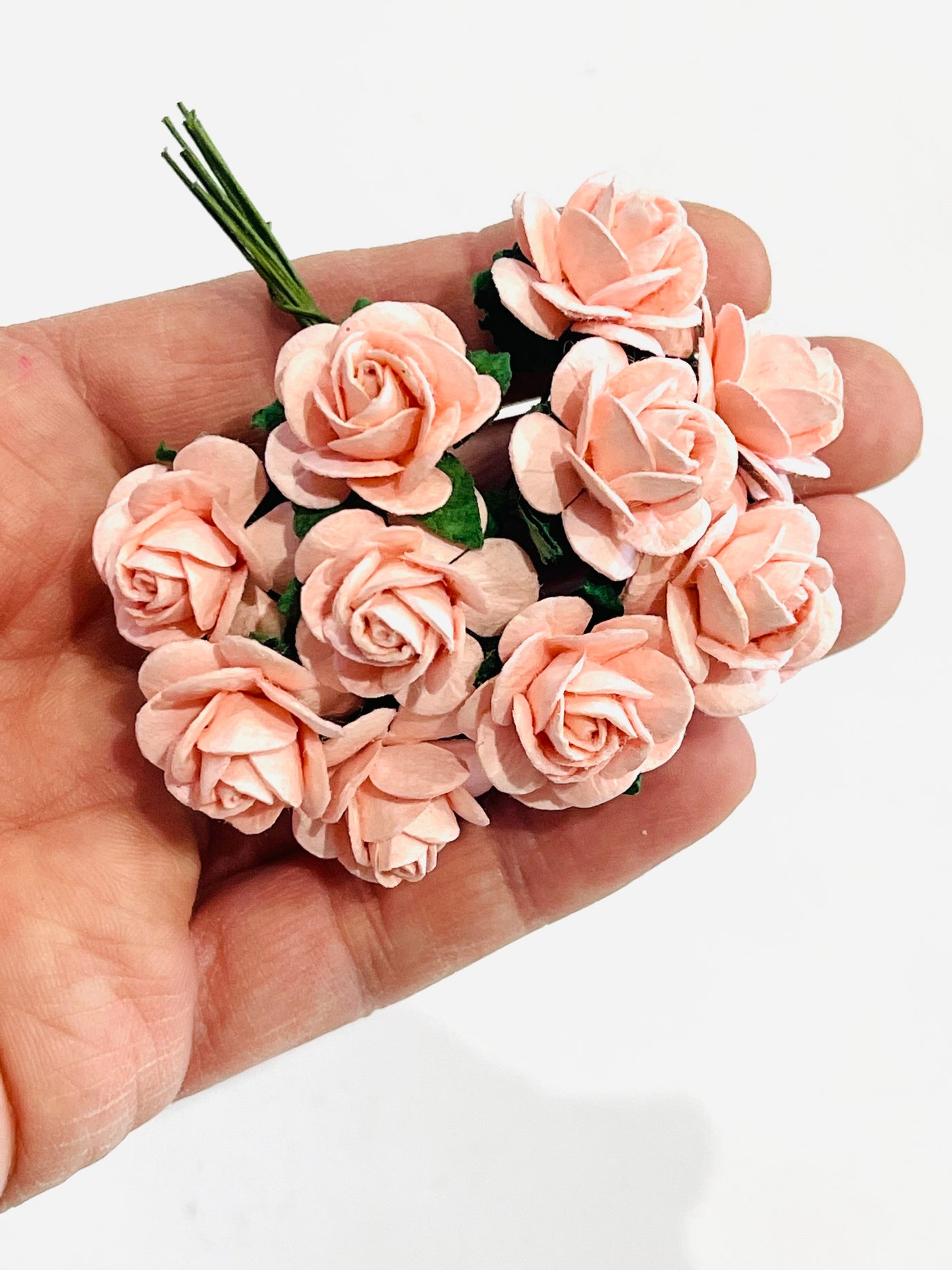 Pale Peach Pink Mulberry Paper Roses - 10mm, 15mm, 20mm