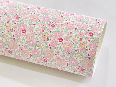 Pink Floral Faux Leatherette