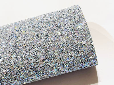 Pale Grey Chunky Glitter Canvas - Moon Dust