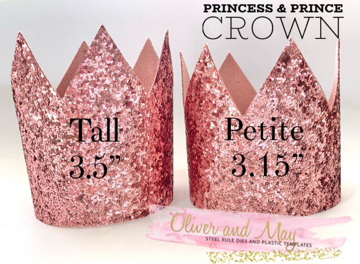 Modèles en plastique Princess &amp; Prince Crown Trace and Cut - Choix si 2 tailles, 3,15" ou 3,5"