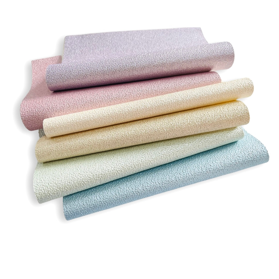 Button Earring Bundle of 6 sheets ~ Pastel Glitter Pebble Faux Leather  ~ perfect for button earring making