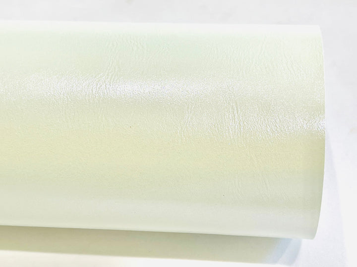White Green Pearl Smooth Faux Leatherette