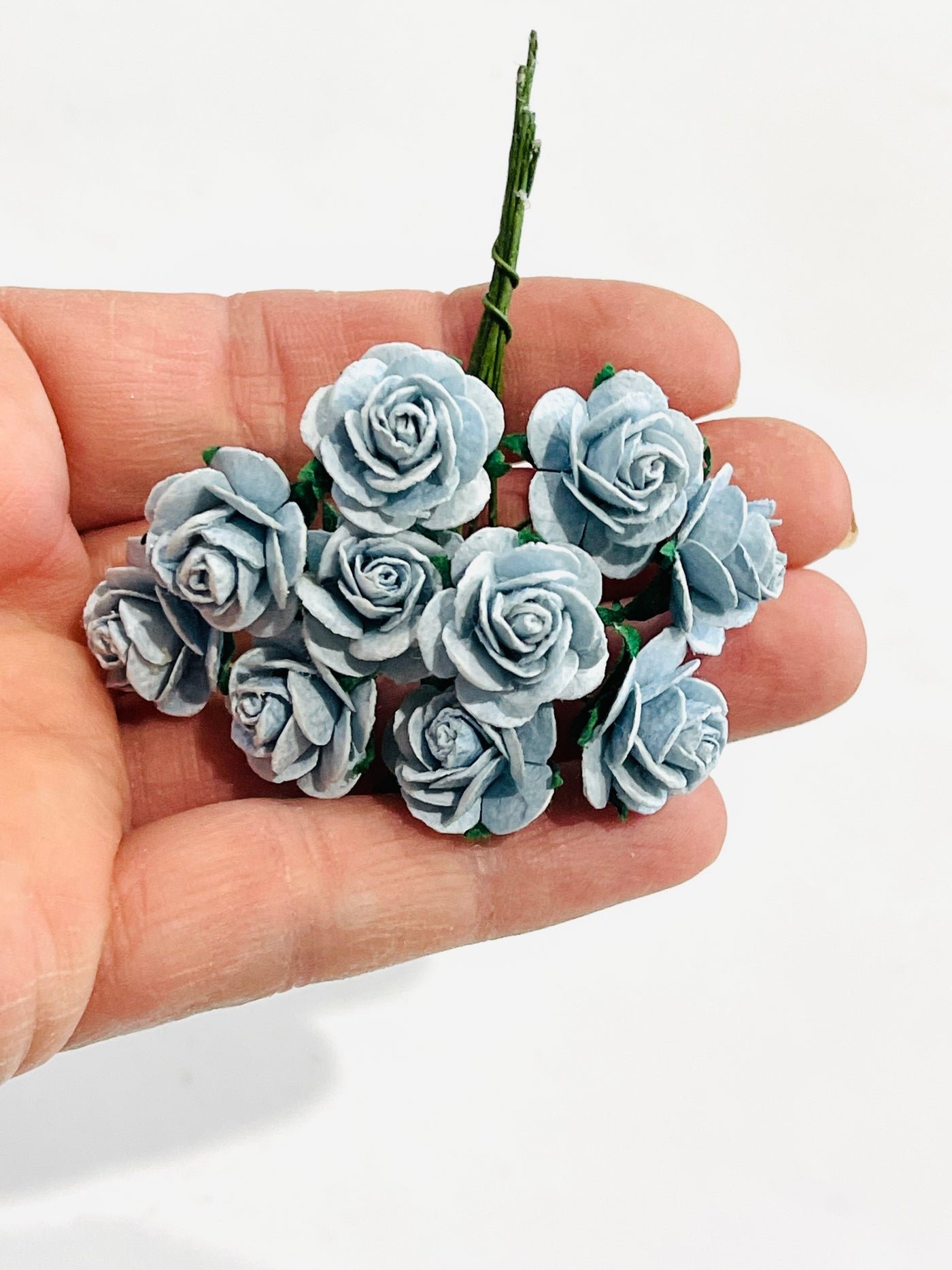 Baby Blue Mulberry Paper Roses - 10mm, 15mm, 20mm