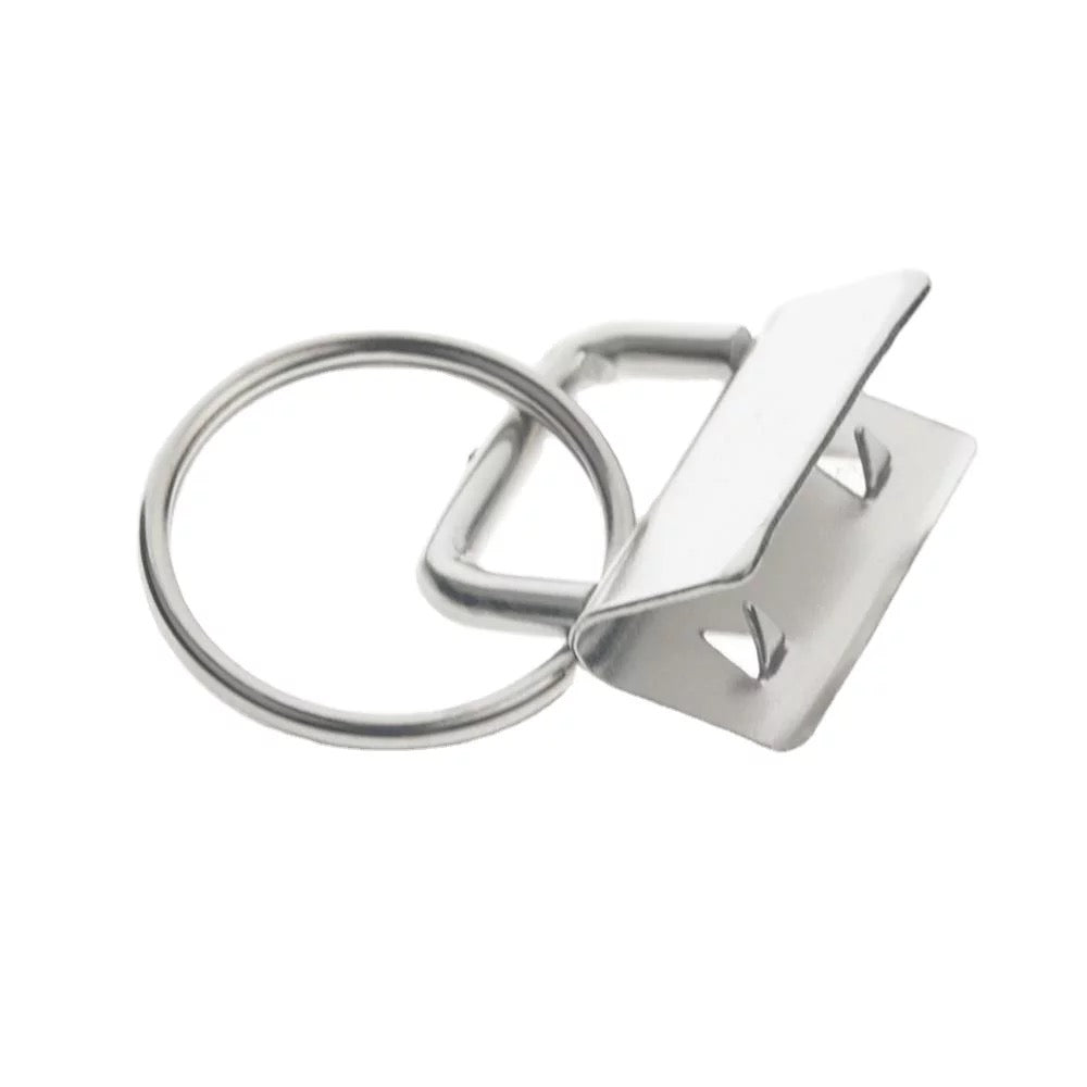 Silver Key Fob Hardware 1 Inch (25mm) Key Fob with 25 mm Split Ring 10 or 50 packs