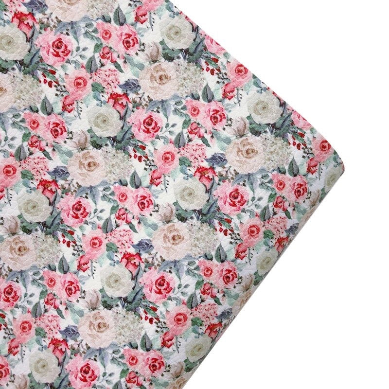 Country Roses Print Faux Leatherette Sheet