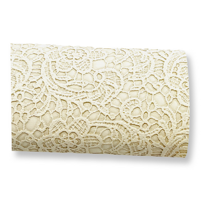 Ivory Floral Lace Embossed Faux Leatherette