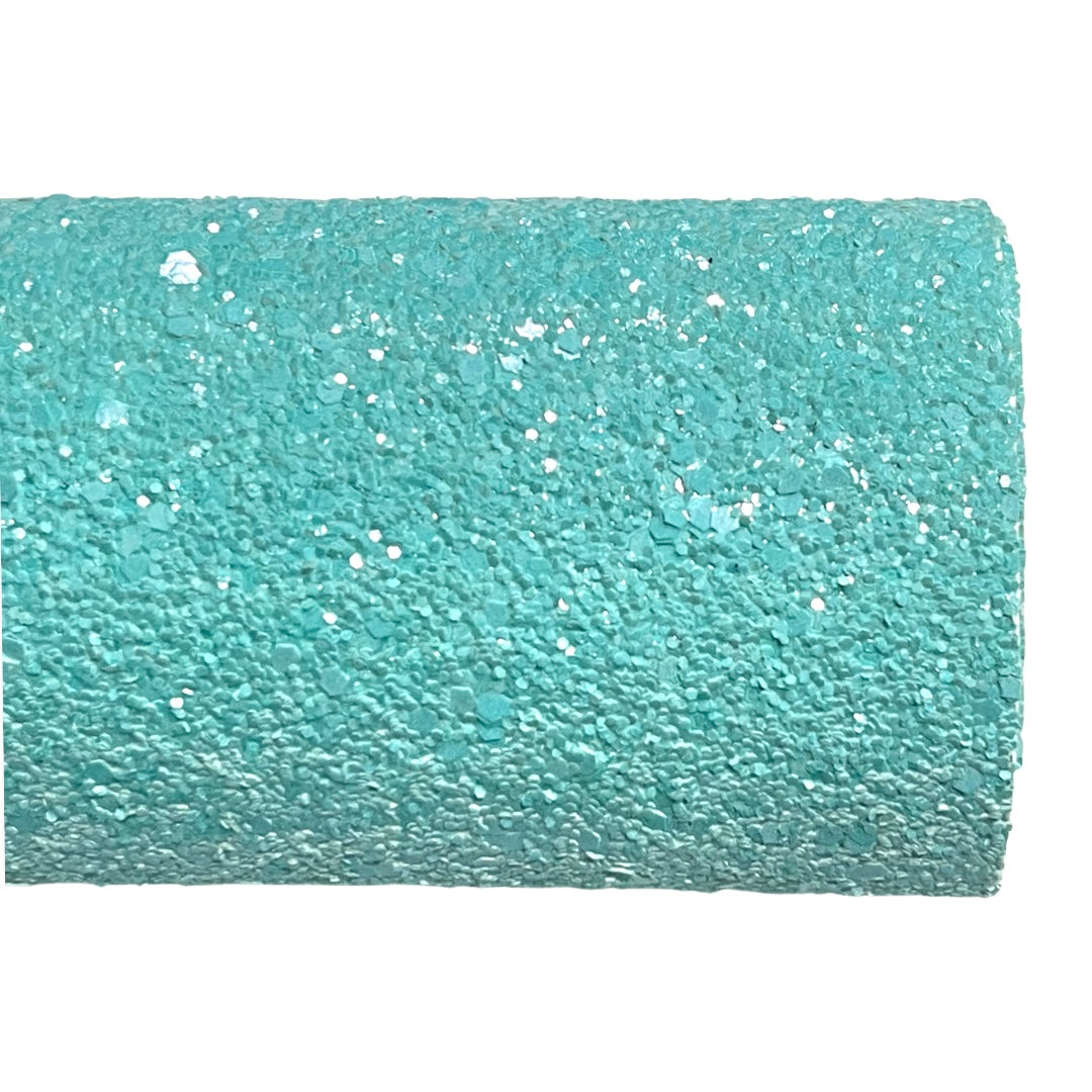 Matte Aqua Chunky Glitter Leather