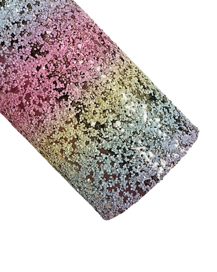 Rainbow Matte Rose Gold Sparkle Chunky Glitter Leather
