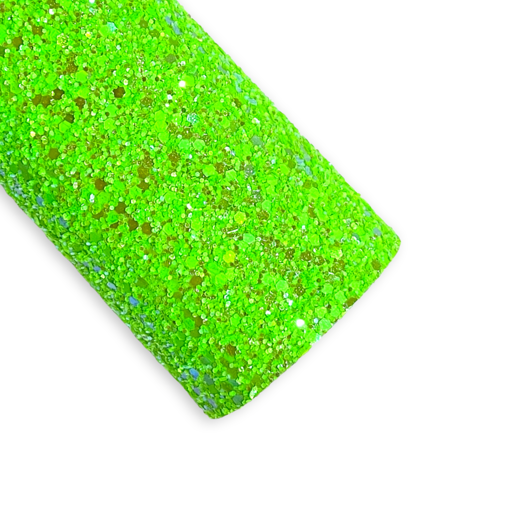 Neon Green Chunky Glitter Leather - Ultimate Neon Rainbow