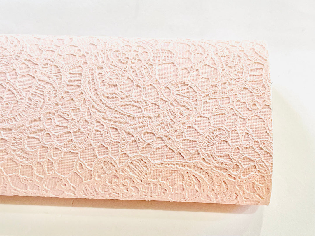Soft Pink Gelato Lace Embossed Faux Leatherette Sheet