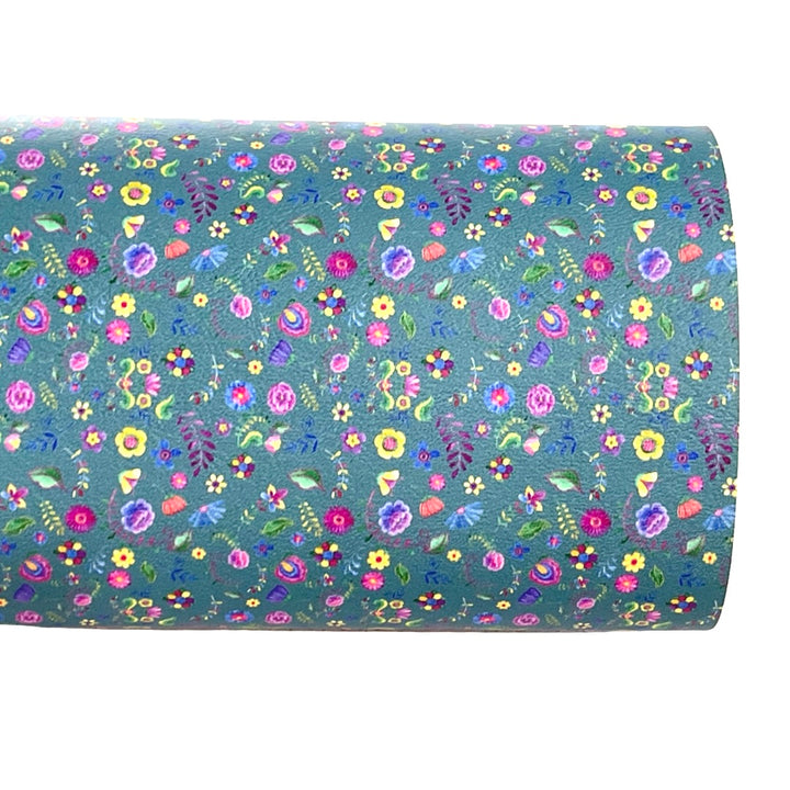 Enchanted Floral Leatherette - Locally Printed Faux Leather