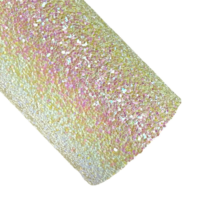 Iridescent Rainbow Premium Felted Chunky Glitter Bundle - Feuilles de tissu à grosses paillettes irisées avec arrière en feutre blanc