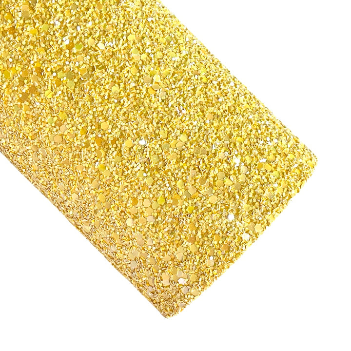 Yellow Chunky Glitter Chunky Glitter Leather | Available in rolls | Yellow Glitter Leather