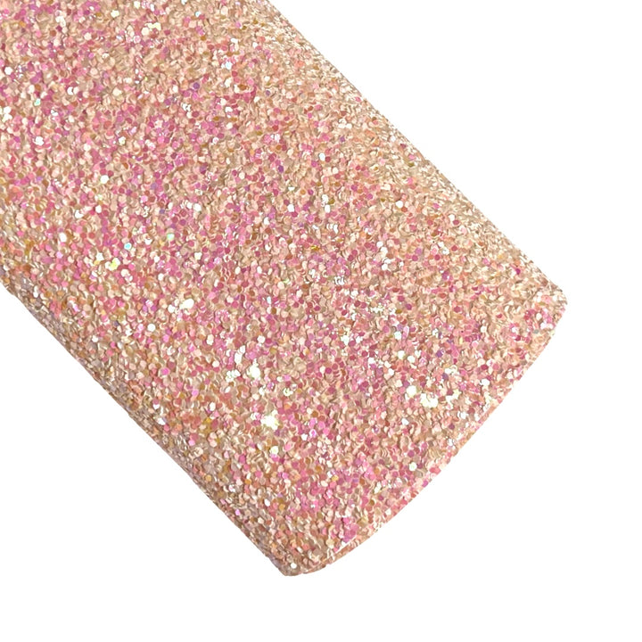 Iridescent Rainbow Premium Felted Chunky Glitter Bundle - Iridescent Chunky Glitter Fabric Sheets with White Felt Rear