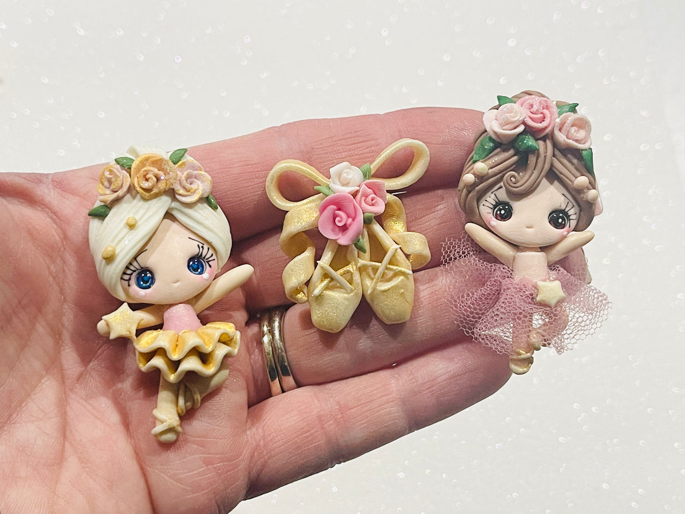 Pink and Gold Bow Clays from our Enchanted Maker