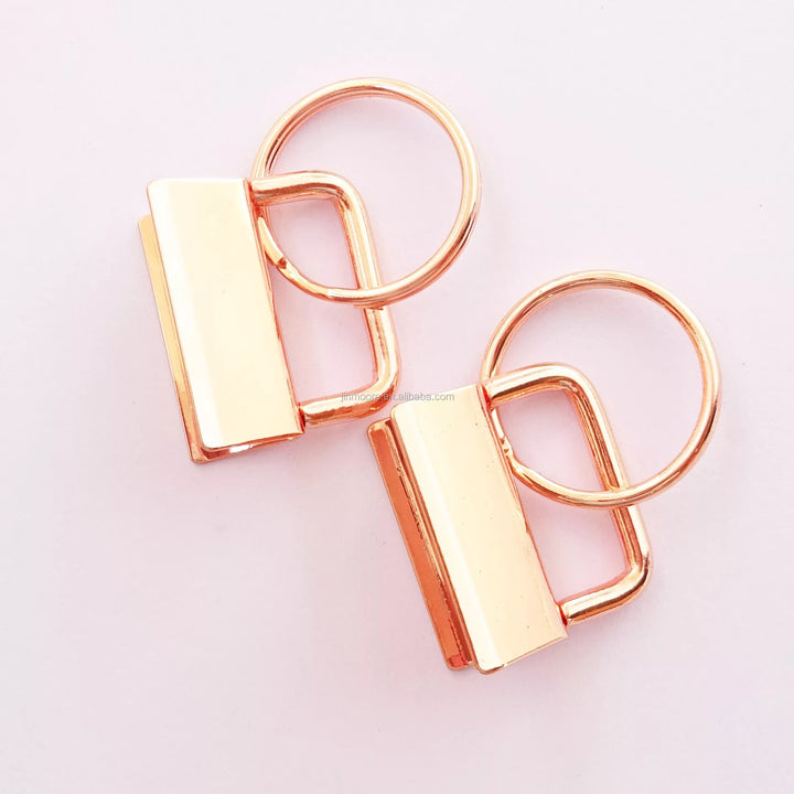Matériel de porte-clés en or rose Porte-clés de 1 pouce (25 mm) avec anneau fendu de 25 mm