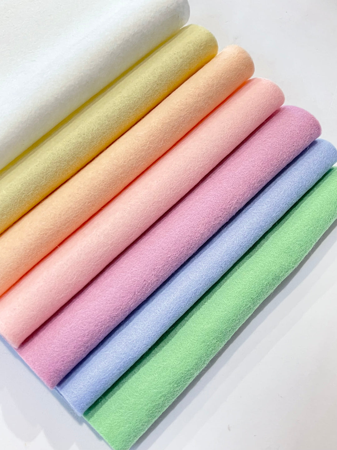 7 Sheets Rainbow Merino Wool Felt Bundle in