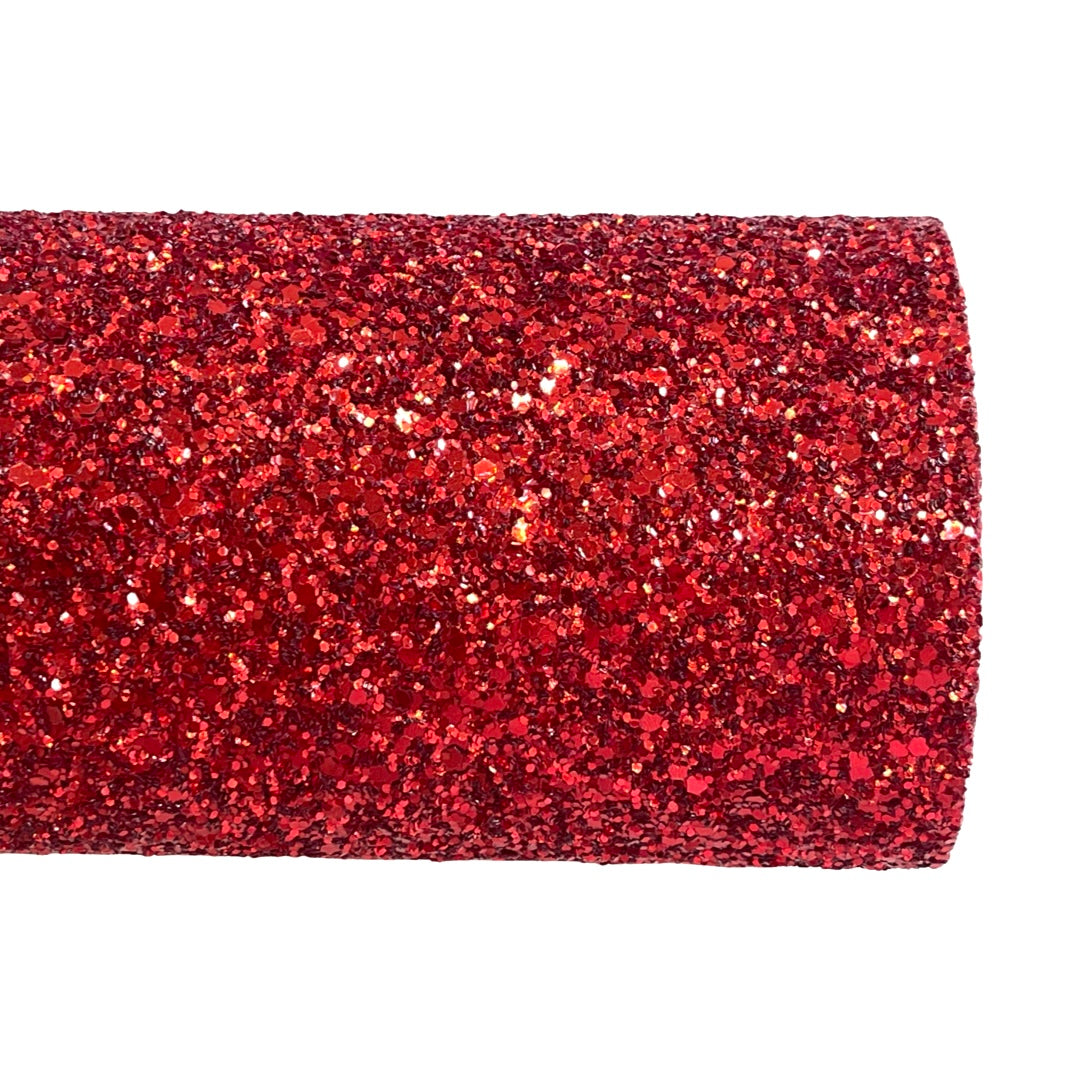 Jewel Red Chunky Glitter Leather - Paillettes feutrées de qualité supérieure